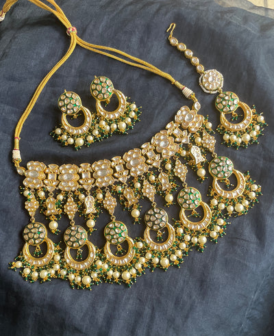 Green Meenakari and Kundan Bridal Set