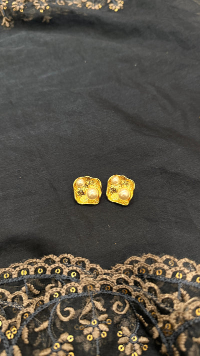 Gold Tone Pearl Earrings