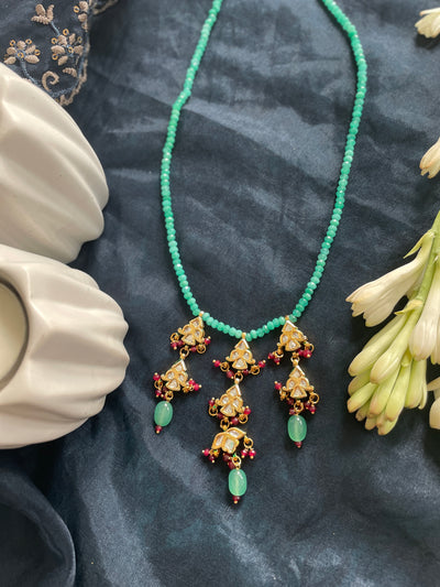 Green Gold Tone Kundan Necklace