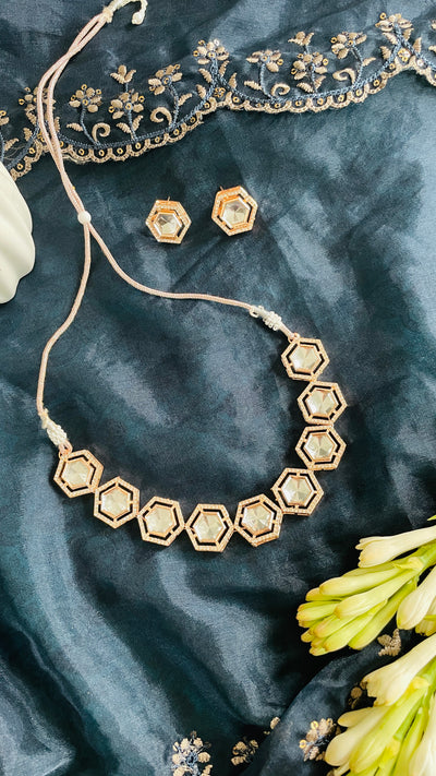 Rose Gold Necklace Set with Earrings