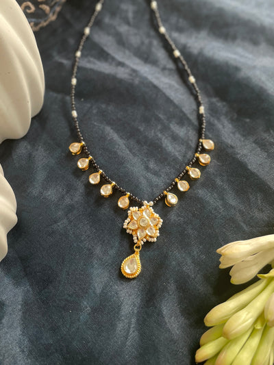 Gold Tone Pachi Kundan Mangalsutra Necklace
