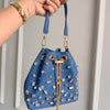 Crystal Embellished Denim Bucket Bags