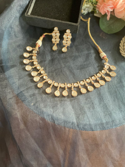 Gold Tone Polki Necklace Set