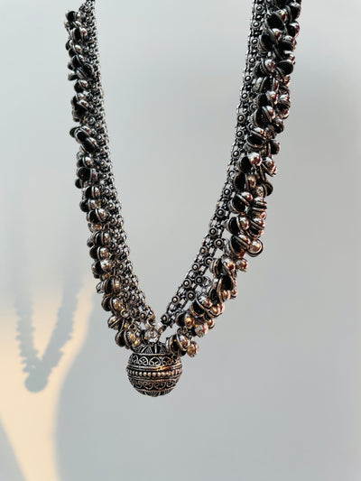 Silver Tone Ghungroo Necklace