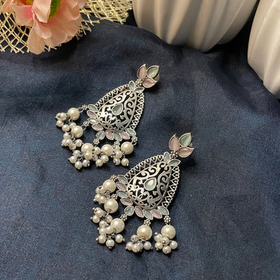 Pink Mint Carved Earrings