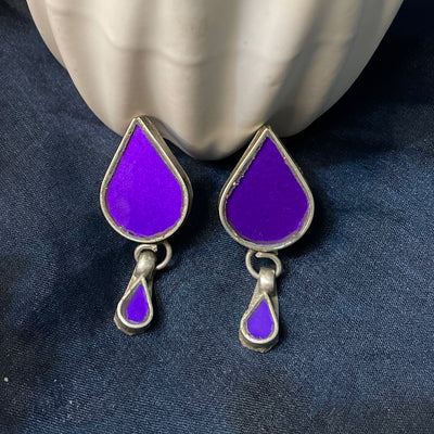Purple Glass Stud Earrings