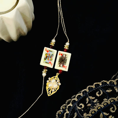 King Queen Card Rakhi and Lumba Set