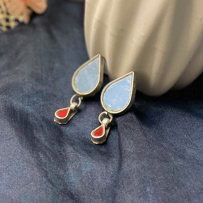 White Red Mirror Studs