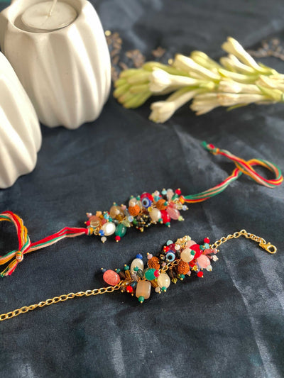 Multi Gems Rakhi and Lumba with Evil Eye